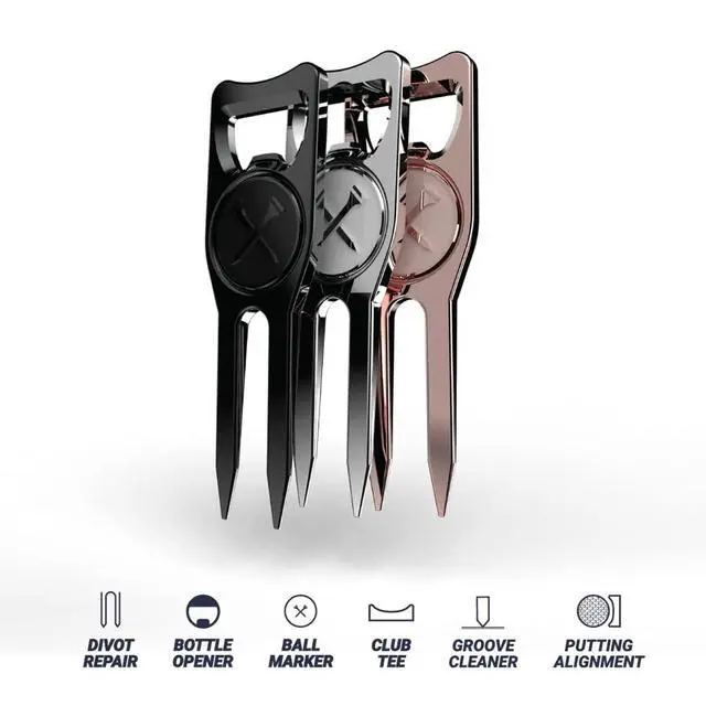 Alt view image 4 of 7 - 6-in-1 Premium Divot Tool & Ball Marker - Bottle Opener - Club Tee - Groove Cleaner - Putting Alignment - Designed to Be the Ultimate Tool for the Green - Black