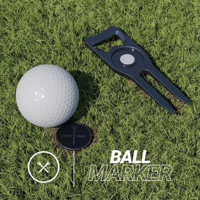 Alt view image 5 of 7 - 6-in-1 Premium Divot Tool & Ball Marker - Bottle Opener - Club Tee - Groove Cleaner - Putting Alignment - Designed to Be the Ultimate Tool for the Green - Black