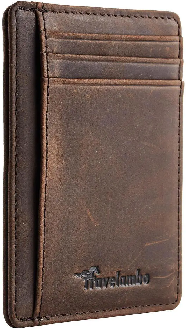 Main image of Slim Wallet Front Pocket Minimalist Leather RFID Blocking Medium Size
