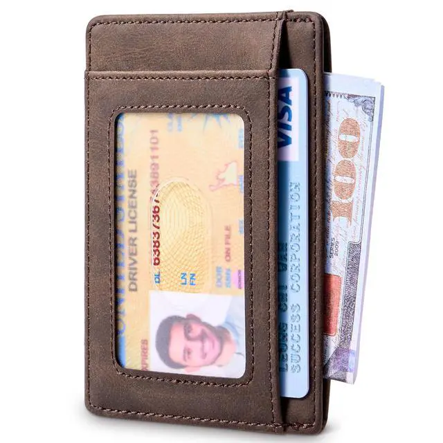 Alt view image 2 of 7 - Slim Wallet Front Pocket Minimalist Leather RFID Blocking Medium Size