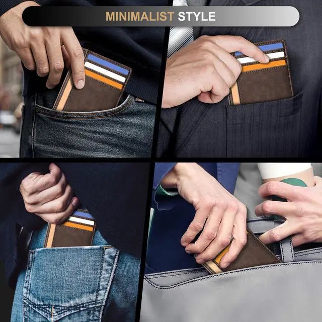 Alt view image 7 of 7 - Slim Wallet Front Pocket Minimalist Leather RFID Blocking Medium Size