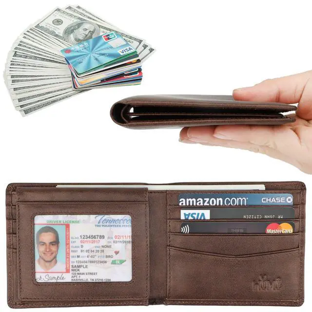 Alt view image 2 of 7 - Wallet for Men-Genuine Leather RFID Blocking Bifold Stylish Wallet With 2 ID Window (Coffee-galaxy)