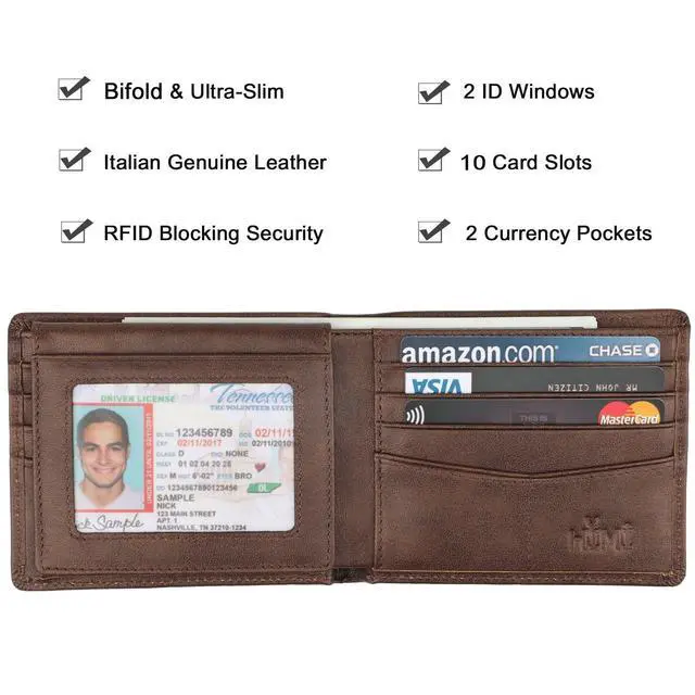 Alt view image 3 of 7 - Wallet for Men-Genuine Leather RFID Blocking Bifold Stylish Wallet With 2 ID Window (Coffee-galaxy)