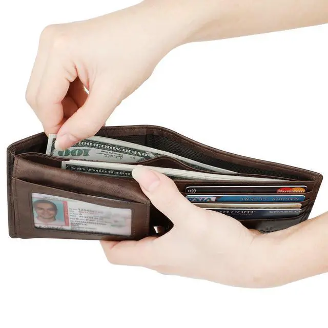 Alt view image 6 of 7 - Wallet for Men-Genuine Leather RFID Blocking Bifold Stylish Wallet With 2 ID Window (Coffee-galaxy)