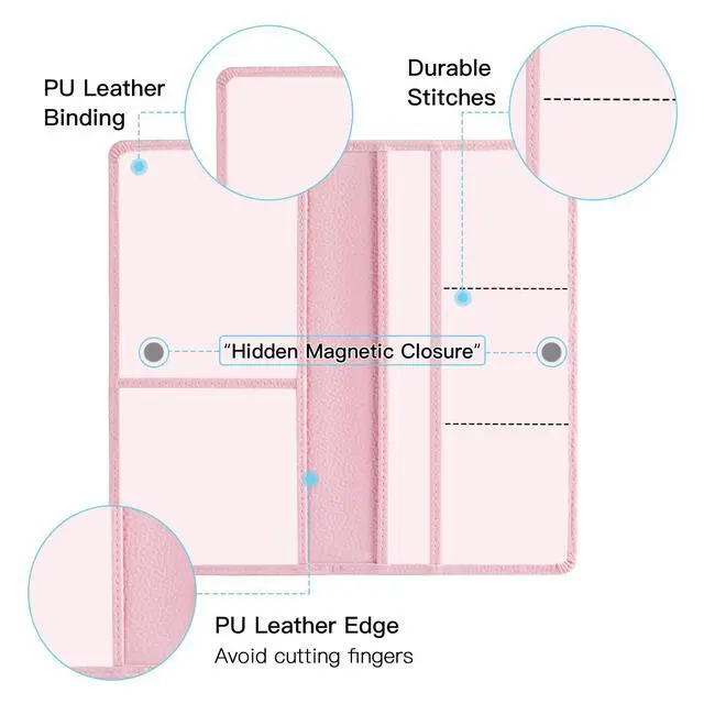 Alt view image 2 of 7 - Premium Car Registration and Insurance Card Holder, Car Document Holder for Cards, Driver License & other Essential Documents (Pink)