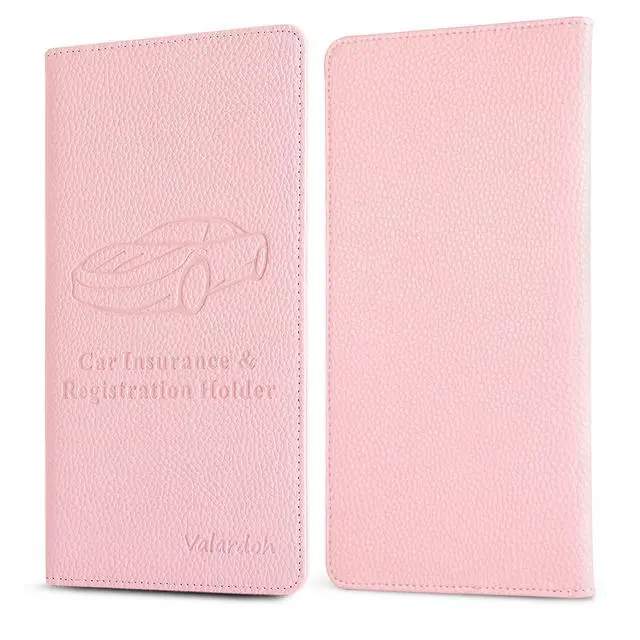 Alt view image 5 of 7 - Premium Car Registration and Insurance Card Holder, Car Document Holder for Cards, Driver License & other Essential Documents (Pink)