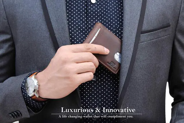Alt view image 2 of 6 - RFID Blocking Slim Bifold Genuine Leather Minimalist Front Pocket Wallets for Men with Money Clip Thin Mens (Texas Brown 1.0)