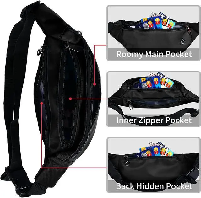 Alt view image 4 of 6 - Fanny Packs for Men and Women, Waterproof Sports Waist Pack Bag for Travel Hiking Running Hands-free Wallets, Easy Carry Any Phone
