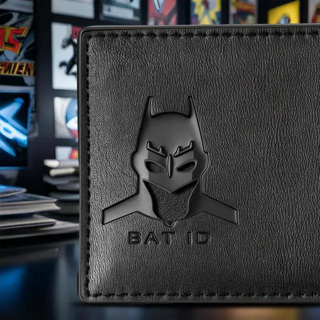 Alt view image 2 of 7 - Leather Bat Wallet, Superhero Card Holder with Multiple Card Slots, Face Eyes Cutout Card Holder, Personalized ID Wallet