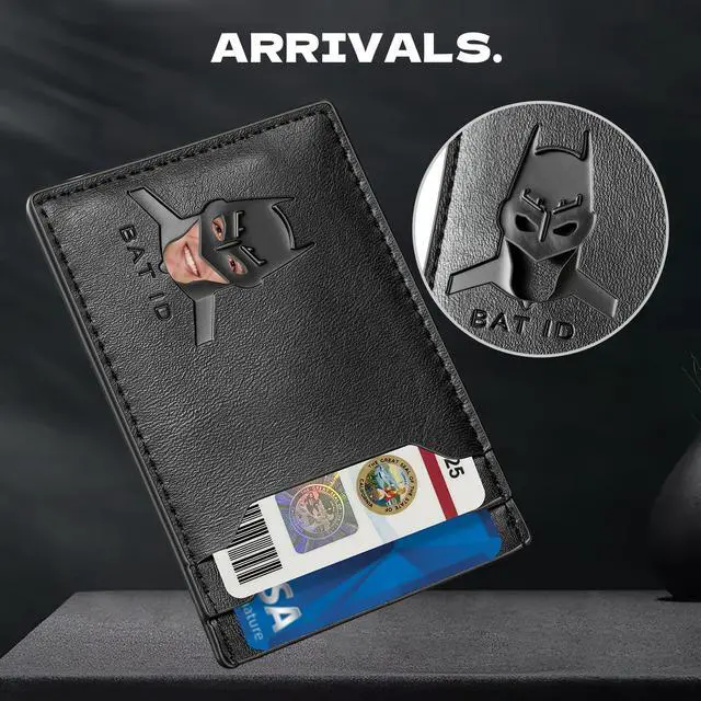 Alt view image 3 of 7 - Leather Bat Wallet, Superhero Card Holder with Multiple Card Slots, Face Eyes Cutout Card Holder, Personalized ID Wallet