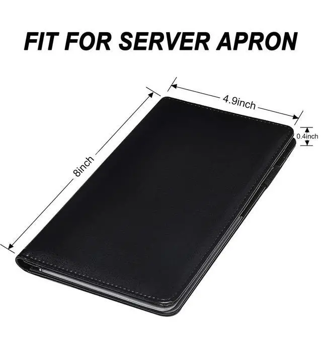 Alt view image 2 of 7 - Server Books for Waitress - Leather Waiter Book Server Wallet with Zipper Pocket, Cute Waitress Book&Waitstaff Organizer with Money Pocket Fit Server ApronClassic Black