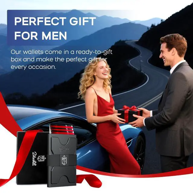 Alt view image 6 of 7 - Card Holder Wallets for Men - Slim Wallet Holds 6+6 Cards, Metal Card Holder, Minimalist RFID Blocking Wallets with Pop-Up Function, Ultra-Thin, Men's Accessories, Gifts for Him