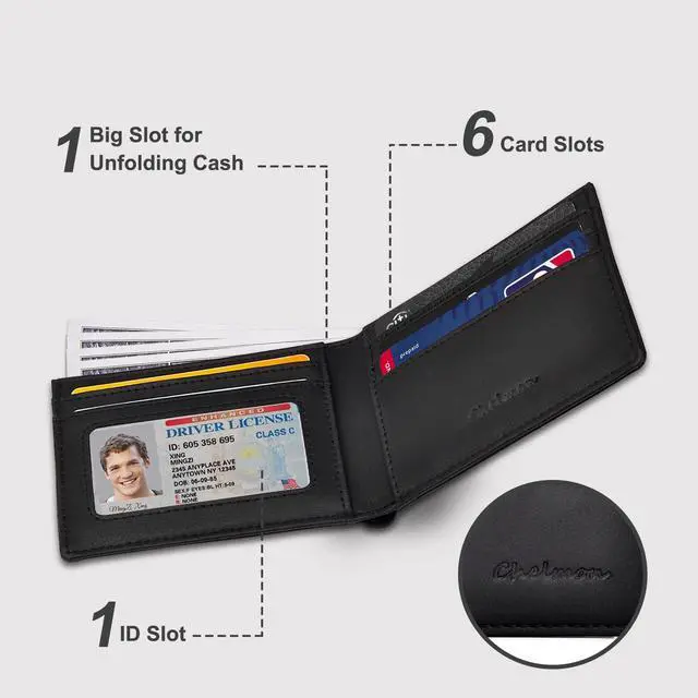 Alt view image 2 of 7 - Slim Wallet for Men ID Window with RFID Blocking Front Pocket Minimalist Bifold Bussiness Card Holder Gift for Men