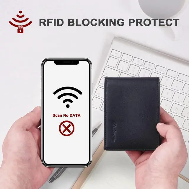 Alt view image 4 of 7 - Slim Wallet for Men ID Window with RFID Blocking Front Pocket Minimalist Bifold Bussiness Card Holder Gift for Men