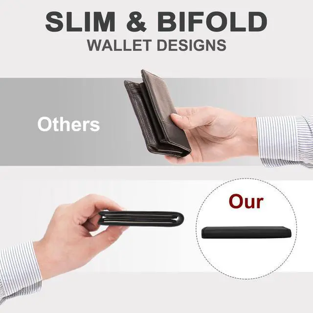 Alt view image 5 of 7 - Slim Wallet for Men ID Window with RFID Blocking Front Pocket Minimalist Bifold Bussiness Card Holder Gift for Men
