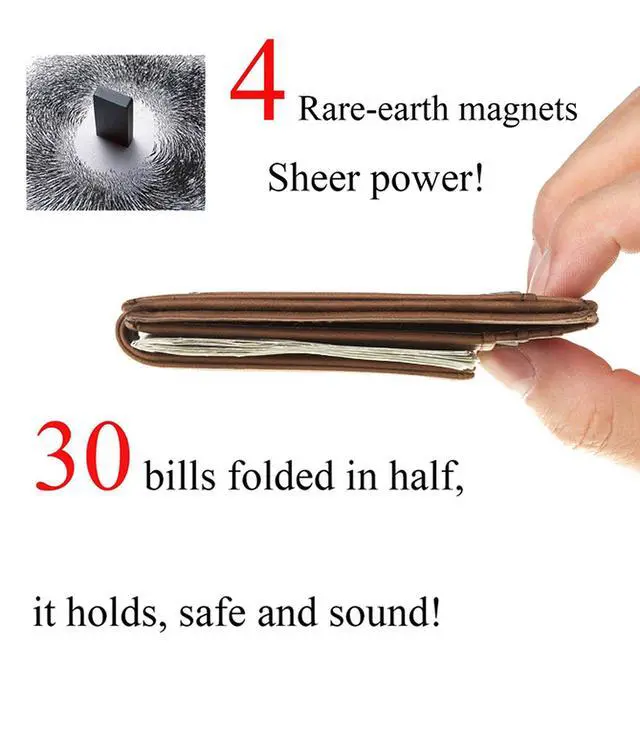Alt view image 5 of 7 - Slim Wallet for Men RFID Blocking Money Clip, Minimalist Front Pocket Credit Card Holder, Magnetic Thin Mens Wallets with ID Window(Coffee)