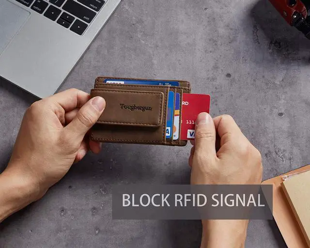 Alt view image 7 of 7 - Slim Wallet for Men RFID Blocking Money Clip, Minimalist Front Pocket Credit Card Holder, Magnetic Thin Mens Wallets with ID Window(Coffee)