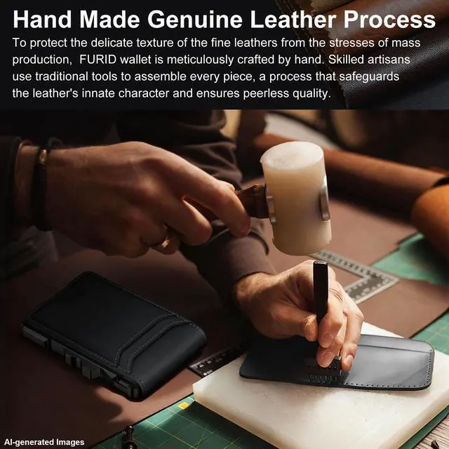 Alt view image 4 of 7 - Genuine Leather Wallet for Men: Slim RFID Minimalist Wallets with Money Clip - Smart Pop Up Credit Card Holder for Front Pocket - Gifts for Husband Father on Birthday Anniversary