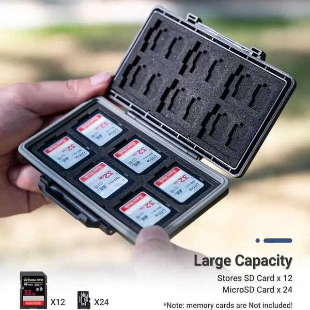 Alt view image 2 of 7 - 36 Slots Memory Card Case Water-Resistant Anti-Shock Memory Card Wallet for 24 Micro SD SDXC SDHC TF Cards and 12 SD SDXC SDHC Cards