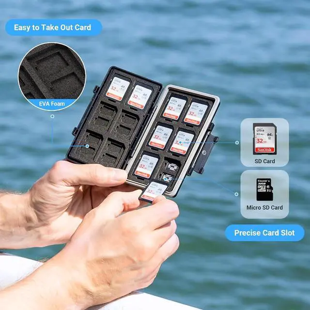Alt view image 3 of 7 - 36 Slots Memory Card Case Water-Resistant Anti-Shock Memory Card Wallet for 24 Micro SD SDXC SDHC TF Cards and 12 SD SDXC SDHC Cards