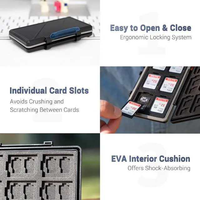 Alt view image 5 of 7 - 36 Slots Memory Card Case Water-Resistant Anti-Shock Memory Card Wallet for 24 Micro SD SDXC SDHC TF Cards and 12 SD SDXC SDHC Cards