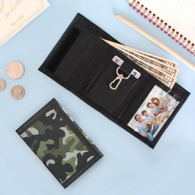 Alt view image 2 of 7 - Camo Kids Wallet for Boys Girls Teen, Cheap Little Boys Wallet for Kids Ages 4-5-6-7-8-9-10-12, Camouflage Youth Wallets w/ Zipper Coin Pocket, Tri Fold Child Childrens Wallet Novelty Birthday Gift