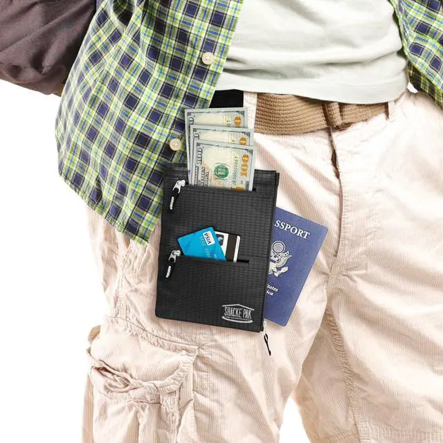 Alt view image 5 of 6 - Hidden Travel Belt Wallet w/RFID Blocker (Black with Black Strap)