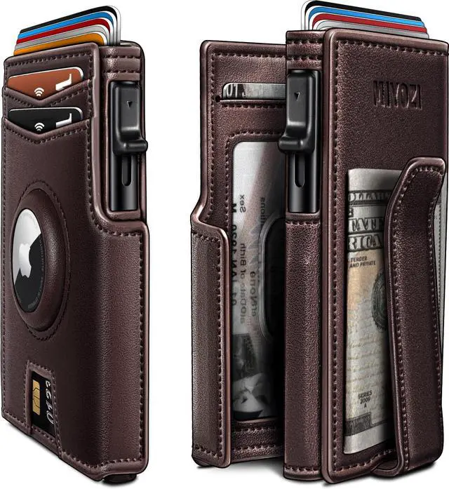 Main image of Airtag Wallet for Men,with Money Clip 10 Cards Metal Case Smart Slim Pop Up Credit Card Holder Flip with Magnetic Closure RFID Blocking wallet with Gift Box