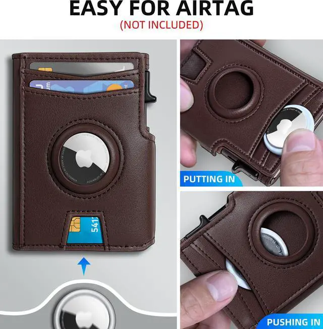 Alt view image 4 of 7 - Airtag Wallet for Men,with Money Clip 10 Cards Metal Case Smart Slim Pop Up Credit Card Holder Flip with Magnetic Closure RFID Blocking wallet with Gift Box