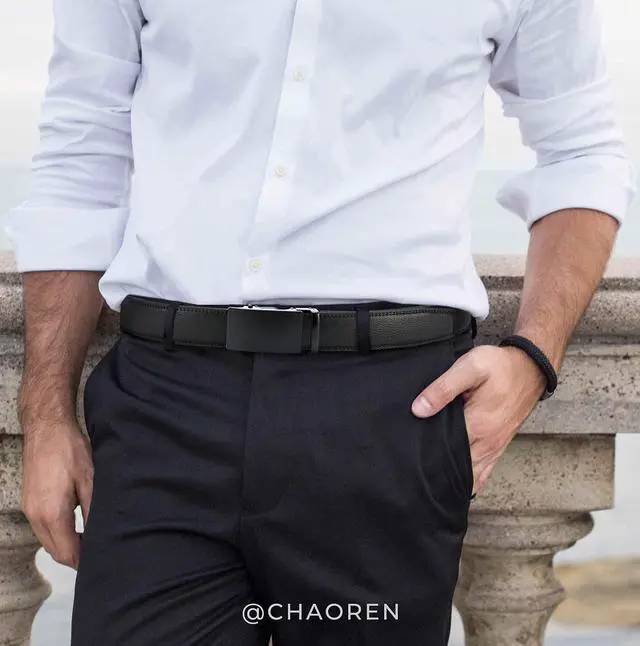 Alt view image 2 of 7 - Mens Belt - Mens Ratchet Belt Leather 1 3/8" for Dress Pant - Micro Adjustable Belt Fit Everywhere