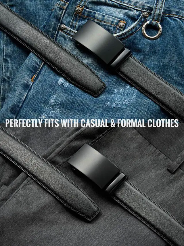 Alt view image 6 of 7 - Mens Belt - Mens Ratchet Belt Leather 1 3/8" for Dress Pant - Micro Adjustable Belt Fit Everywhere