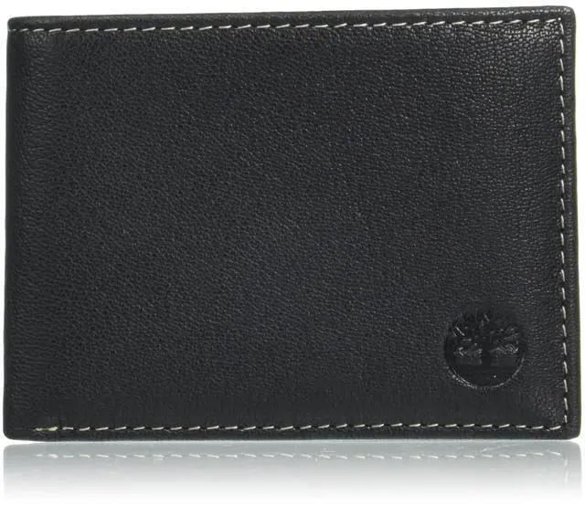Main image of Men's RFID Blocking Wallet Genuine Leather Passcase with Removable ID Holder, 6 Card Slots, 2 Billfold Pockets, Slim Design, Black, One Size