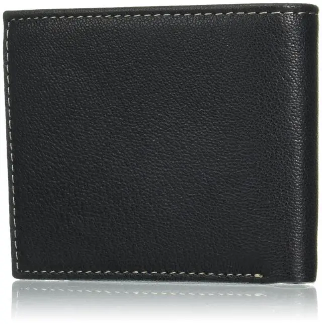 Alt view image 2 of 7 - Men's RFID Blocking Wallet Genuine Leather Passcase with Removable ID Holder, 6 Card Slots, 2 Billfold Pockets, Slim Design, Black, One Size