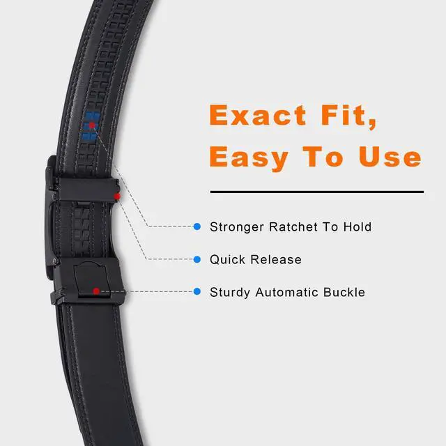 Alt view image 5 of 7 - Men's Belt Leather Ratchet Belt for Men Dress Casual Every Day with Adjustable Buckle, Trim to Fit