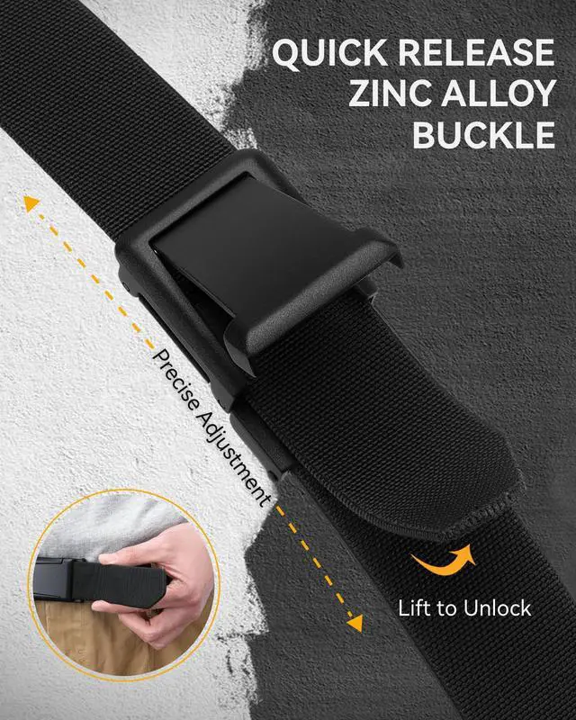Alt view image 2 of 7 - Tactical Belt Men - 1.5" Stretch Work Belt with Zinc Alloy Buckle