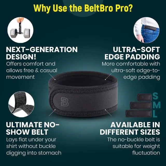 Alt view image 4 of 7 - Pro for Men and Women Elastic No Buckle Invisible Belt Patented Metal Free TSA Soft Adjustable Side Tactical Belt