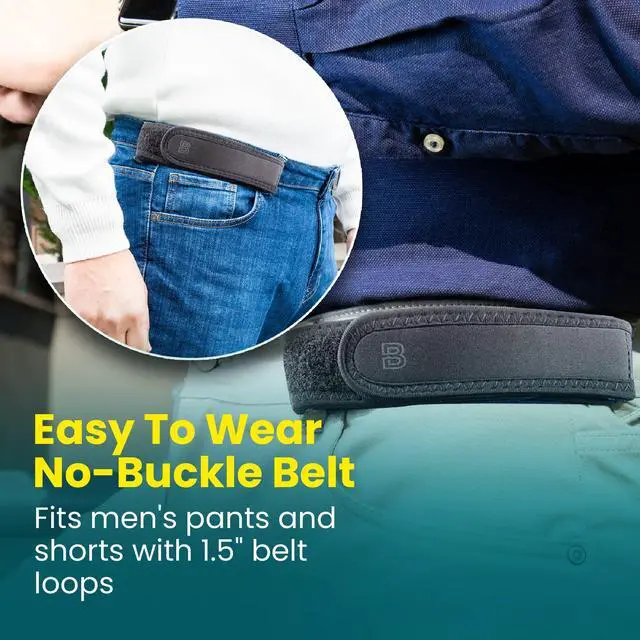 Alt view image 5 of 7 - Pro for Men and Women Elastic No Buckle Invisible Belt Patented Metal Free TSA Soft Adjustable Side Tactical Belt