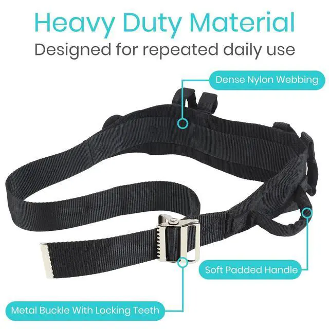 Alt view image 4 of 7 - Gait Belt (350lbs) Transfer Belt with Handles - Medical Nursing Safety Patient Assist - Bariatric, Elderly, Handicap, Physical Therapy - PT Gate Strap Quick Release Metal Buckle, Grabbing Teeth