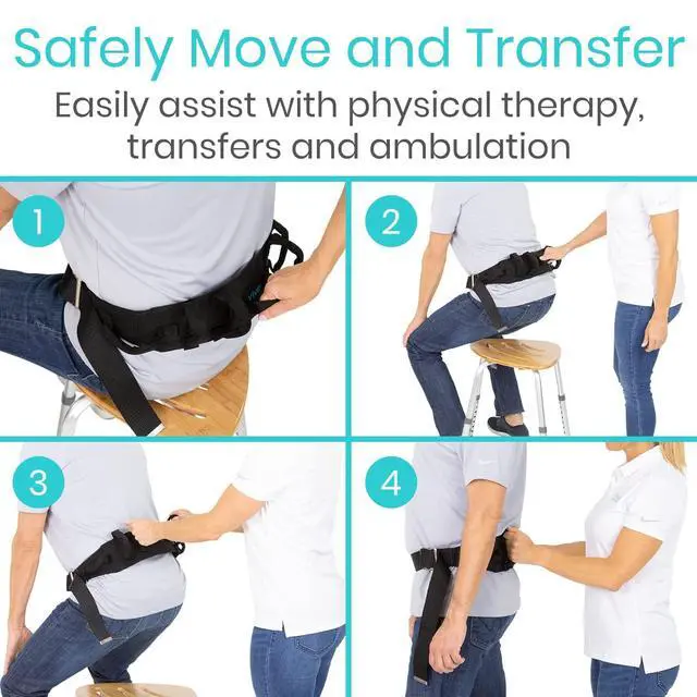 Alt view image 7 of 7 - Gait Belt (350lbs) Transfer Belt with Handles - Medical Nursing Safety Patient Assist - Bariatric, Elderly, Handicap, Physical Therapy - PT Gate Strap Quick Release Metal Buckle, Grabbing Teeth