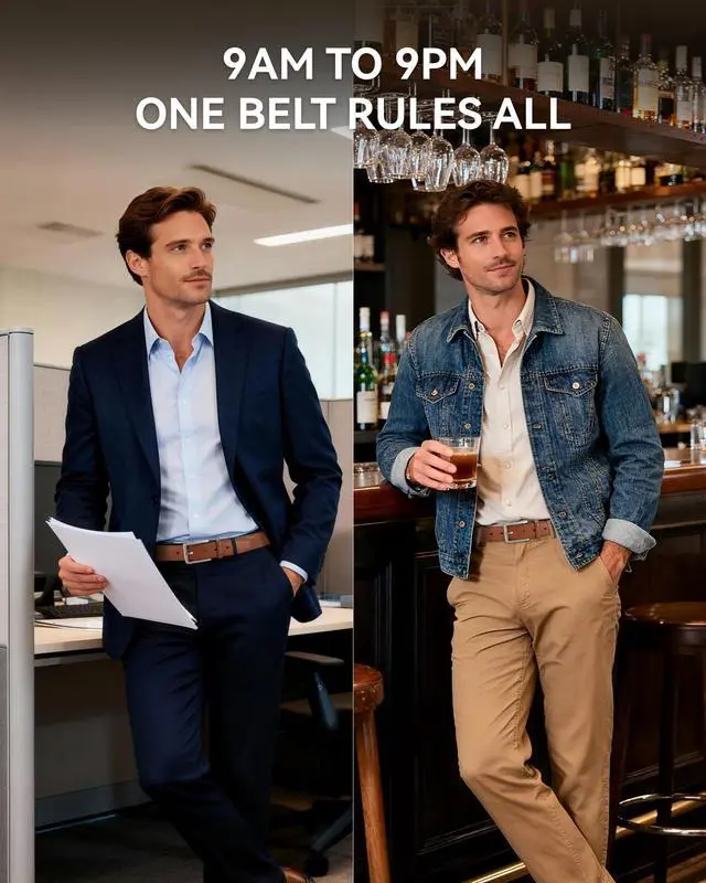 Alt view image 4 of 7 - Mens Belt Leather - 1 3/8" Dress Belts for Men - Considerate Gift for Work Business Casual Jeans