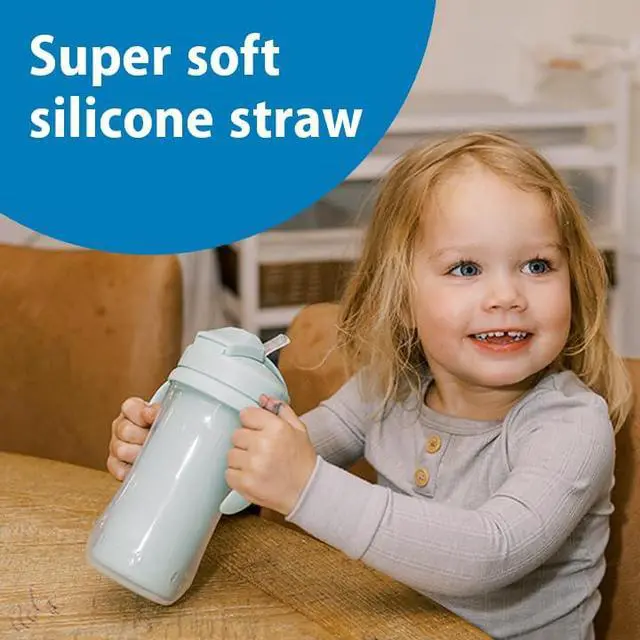 Alt view image 3 of 7 - Milestones Insulated Sippy Cup with Straw and Handles, Spill-Proof Tumbler with Lid, 2-Pack, Green, 10 oz/300 mL, BPA Free, 12m+