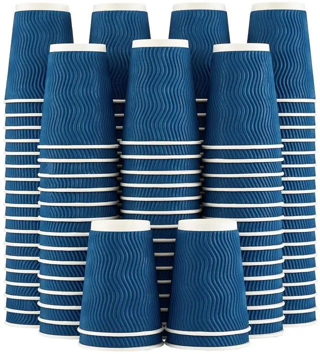 Main image of Coffee Cups 12 oz - 120 Pack, 12 oz Disposable Paper Coffee Cups Insulated, Corrugated Kraft Ripple Wall Cup for Hot Beverage or Cold Drinks (Navy)