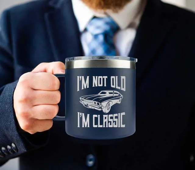Alt view image 2 of 7 - Dad Gifts from Daughter, Son, Kids on Fathers Day - Fathers Day Gift for Grandpa - Birthday gifts for Grandpa - Dad Birthday gifts - Funny Mug 14oz, Navy Insulated Stainless Steel