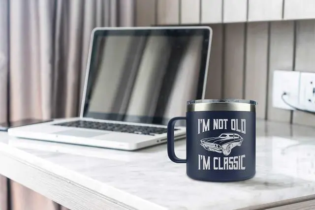 Alt view image 4 of 7 - Dad Gifts from Daughter, Son, Kids on Fathers Day - Fathers Day Gift for Grandpa - Birthday gifts for Grandpa - Dad Birthday gifts - Funny Mug 14oz, Navy Insulated Stainless Steel