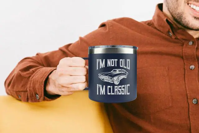 Alt view image 5 of 7 - Dad Gifts from Daughter, Son, Kids on Fathers Day - Fathers Day Gift for Grandpa - Birthday gifts for Grandpa - Dad Birthday gifts - Funny Mug 14oz, Navy Insulated Stainless Steel