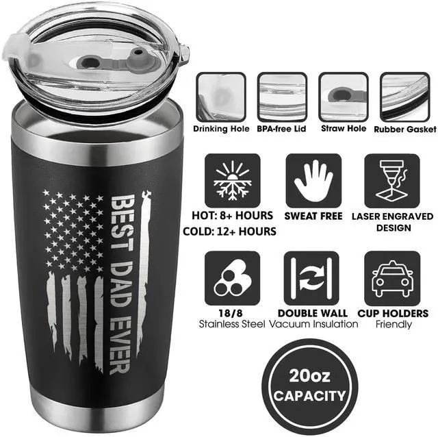 Alt view image 2 of 7 - Gifts for Dad from Daughter, Son - Dad Gifts - Birthday, Fathers Day, Father's Day Gift for Dads - New Dads Gift for Men - 20 Oz Stainless Steel Tumbler