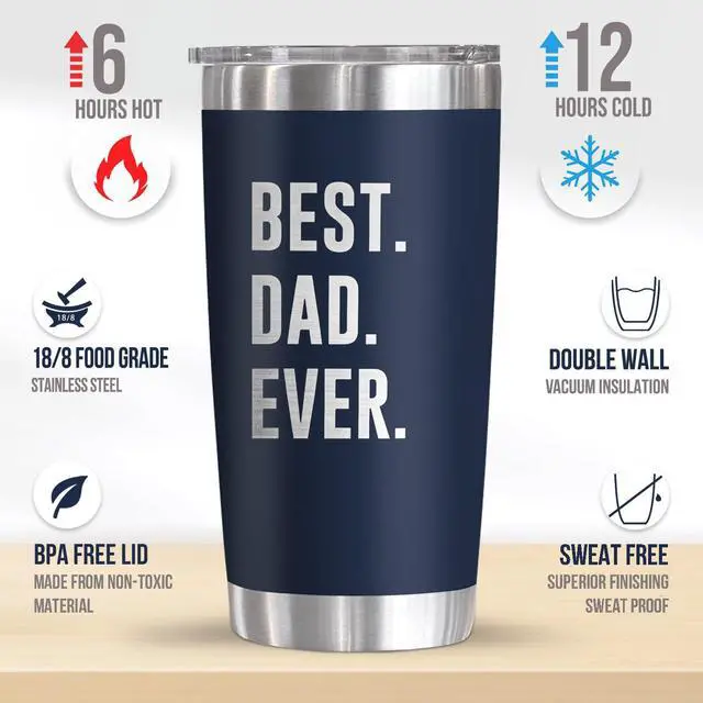 Alt view image 2 of 7 - Dad Gifts from Daughter Son - Navy 20 oz Stainless Steel Insulated Coffee Tumbler with Lid - Father Day Gifts for Men Him Husband Who Wants Nothing, Mens Dad Birthday Gift Ideas