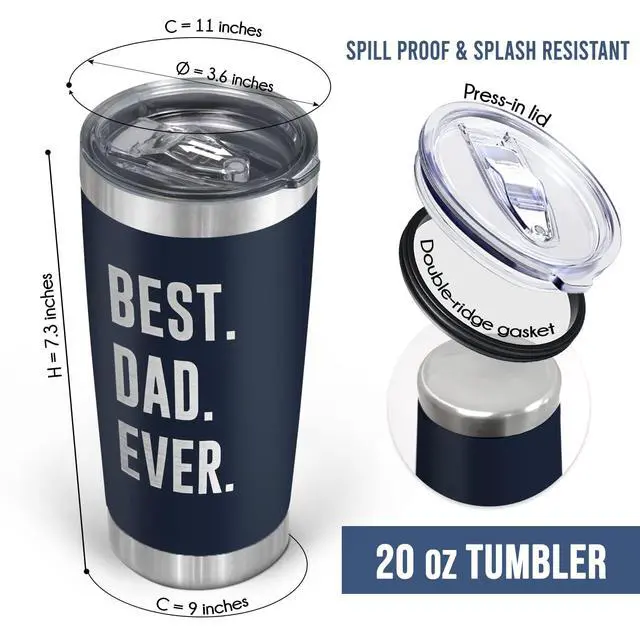 Alt view image 3 of 7 - Dad Gifts from Daughter Son - Navy 20 oz Stainless Steel Insulated Coffee Tumbler with Lid - Father Day Gifts for Men Him Husband Who Wants Nothing, Mens Dad Birthday Gift Ideas