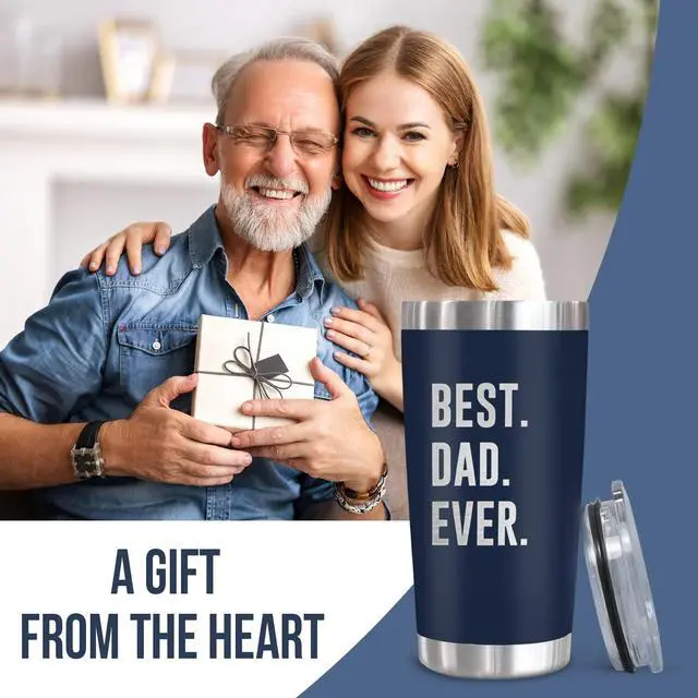 Alt view image 7 of 7 - Dad Gifts from Daughter Son - Navy 20 oz Stainless Steel Insulated Coffee Tumbler with Lid - Father Day Gifts for Men Him Husband Who Wants Nothing, Mens Dad Birthday Gift Ideas