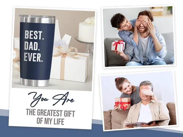 Alt view image 6 of 7 - Dad Gifts from Daughter Son - Navy 20 oz Stainless Steel Insulated Coffee Tumbler with Lid - Father Day Gifts for Men Him Husband Who Wants Nothing, Mens Dad Birthday Gift Ideas